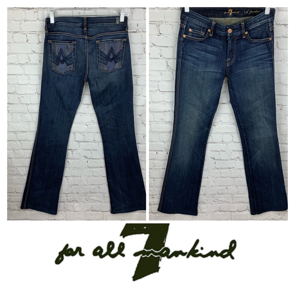 7FAM “A” pocket Beaded Embroidered Jeans